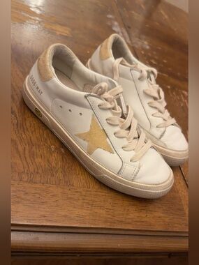 Golden Goose Kids White Sneakers with Beige Star